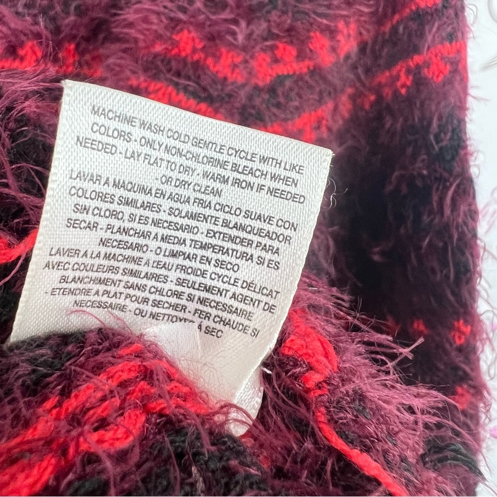 Jessica Simpson sweater furry fuzz stripes Burgundy and Red Fuzzy Sweater - Picture 7 of 8